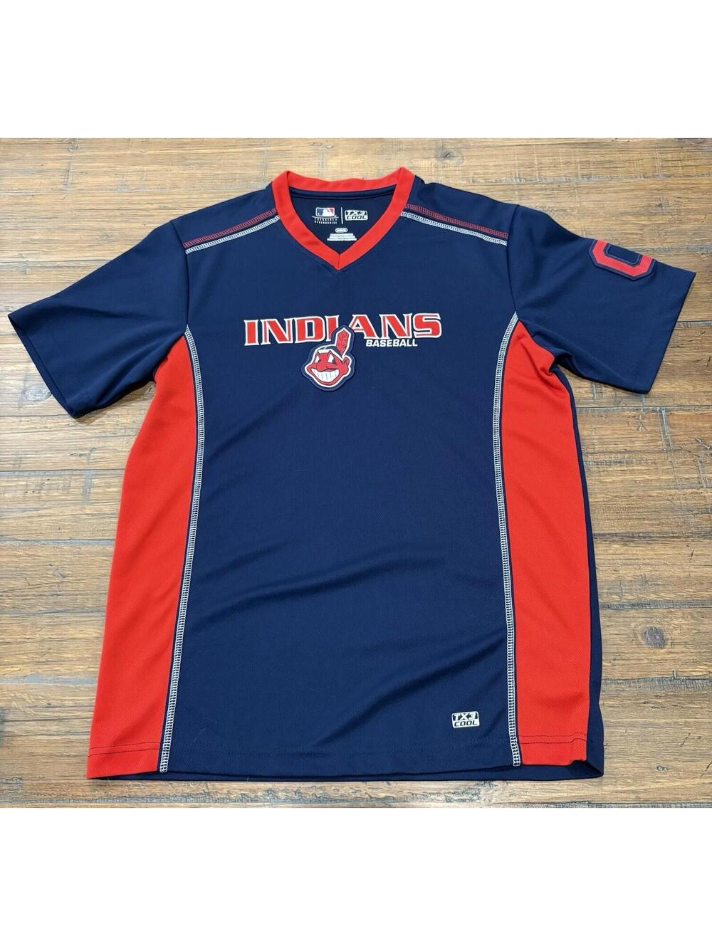 Men's Cleveland Indians Jersey Shirt TX3 Cool Medium Chief Wahoo
